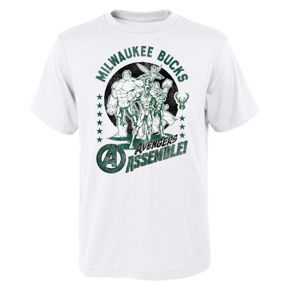 Milwaukee Bucks Youth NBA x Marvel Avengers Squad T-Shirt - White for sale