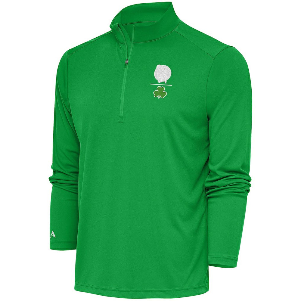 Boston Celtics Antigua Shamrock Tribute Quarter-Zip Pullover Top - Kelly Green discount