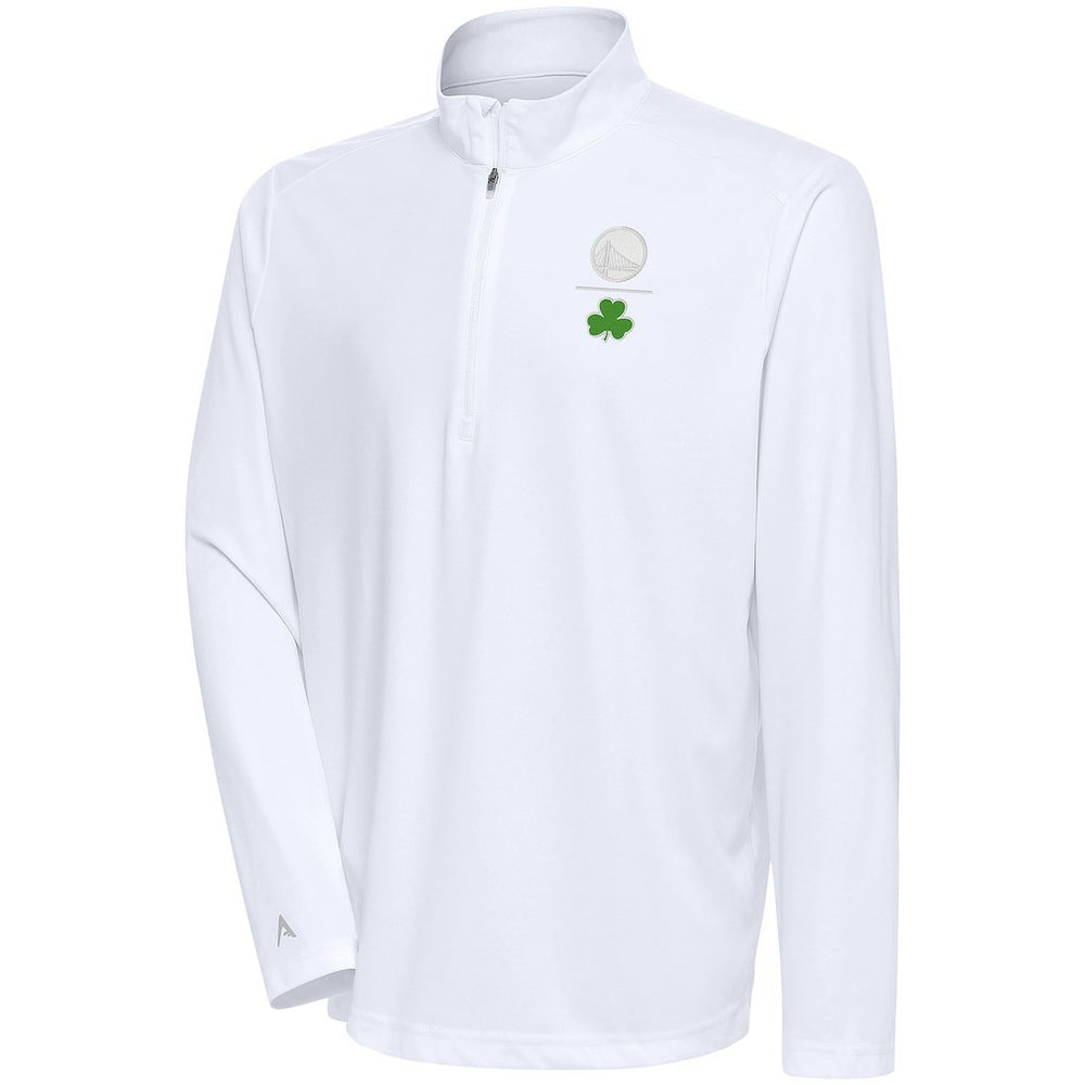 Golden State Warriors Antigua Shamrock Tribute Quarter-Zip Pullover Top sale - White online