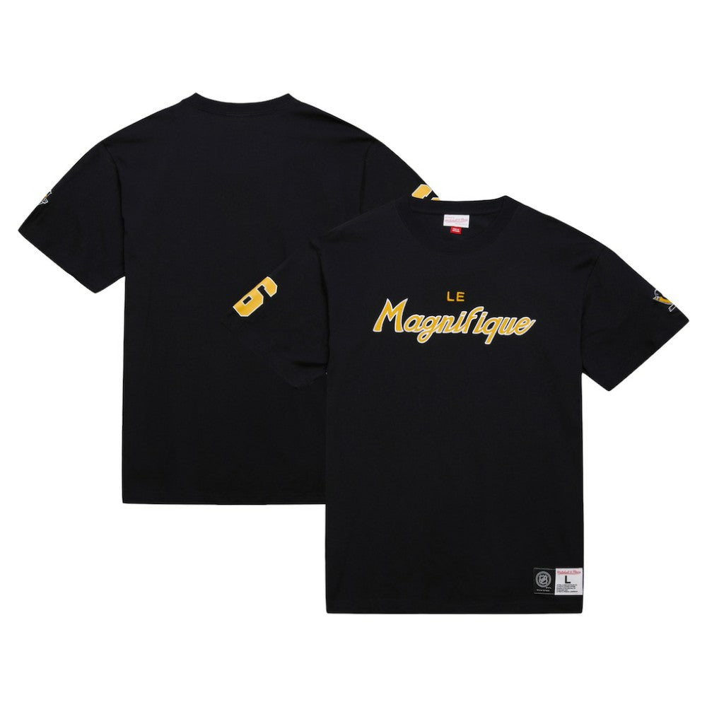 Mario Lemieux Pittsburgh Penguins Mitchell & Ness Premium Nickname Vintage Logo T-Shirt Black
