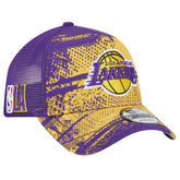 Los Angeles Lakers Tip Off A-Frame Trucker 9FORTY Adjustable Hat - Purple/Gold | New Era on sale