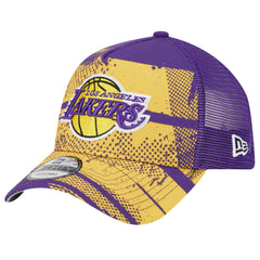 Los Angeles Lakers Tip Off A-Frame Trucker 9FORTY Adjustable Hat - Purple/Gold | New Era on sale