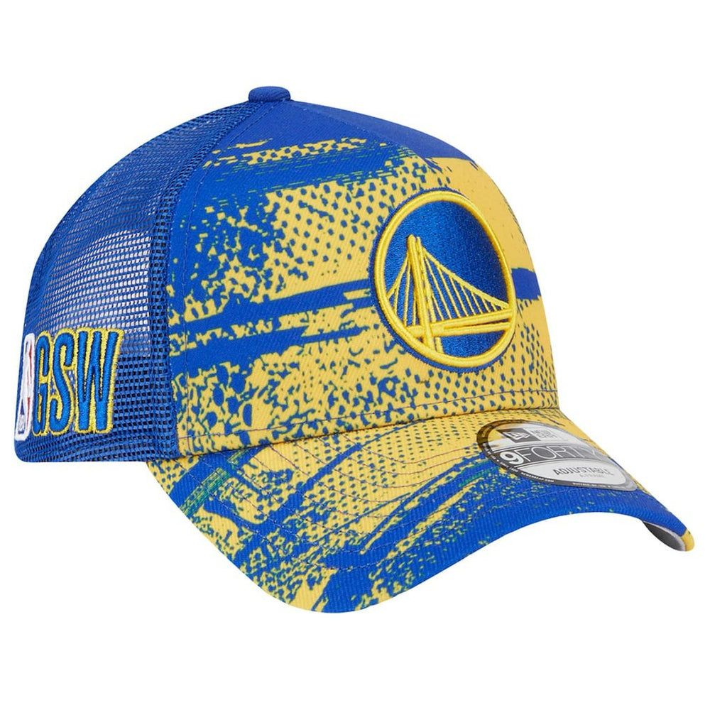 Golden State Warriors Tip Off A-Frame Trucker 9FORTY Adjustable Hat sale - Royal/Gold | New Era cheap
