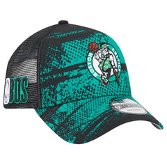 Boston Celtics Tip Off A-Frame Trucker 9FORTY Adjustable Hat - Black/Kelly Green | New Era on sale
