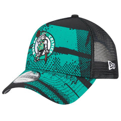 Boston Celtics Tip Off A-Frame Trucker 9FORTY Adjustable Hat - Black/Kelly Green | New Era on sale