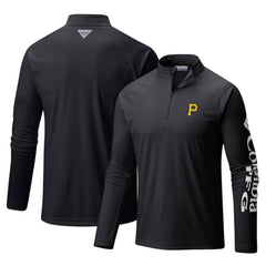 Pittsburgh Pirates Terminal Tackle Omni-Shade Raglan Quarter-Zip Pullover Top - Black | Columbia