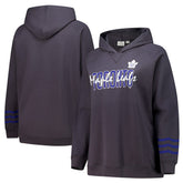 Toronto Maple Leafs Fanatics Women's Plus Size Lightweight Fleece Raglan Pullover Hoodie Charcoal