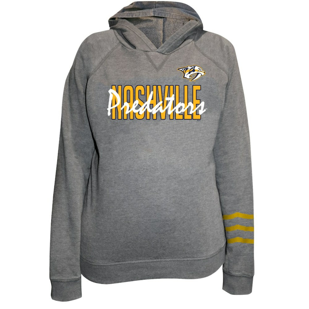 Nashville Predators Fanatics Women's Plus Size Lightweight Fleece Raglan Pullover Hoodie Heather Gray