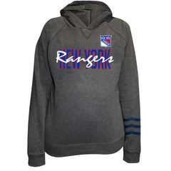 New York Rangers Fanatics Women's Plus Size Lightweight Fleece Raglan Pullover Hoodie Charcoal