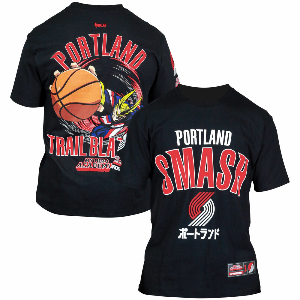 Portland Trail Blazers Hyperfly Unisex NBA x My Hero Academia All Might Smash T-Shirt - Black discount