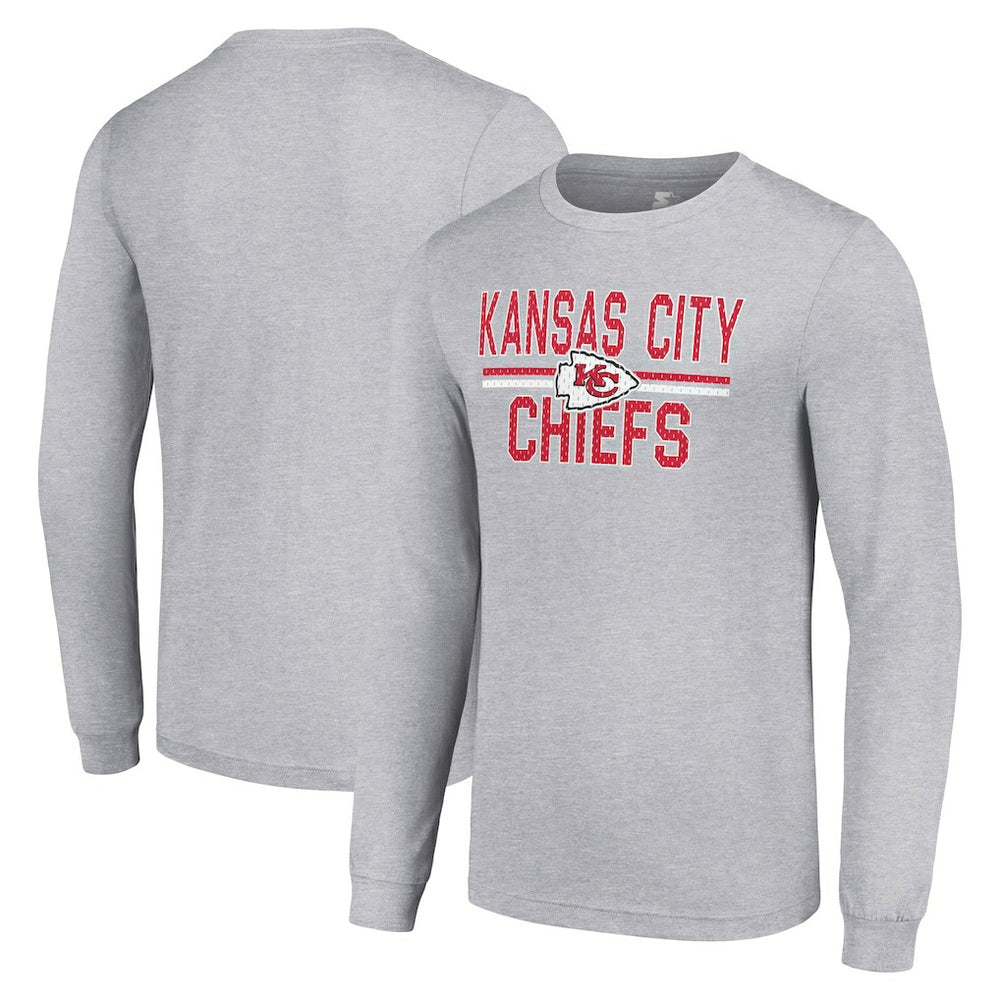 Kansas City Chiefs Starter Team Mesh Print Graphic Long Sleeve T-Shirt - Heather Gray outlet