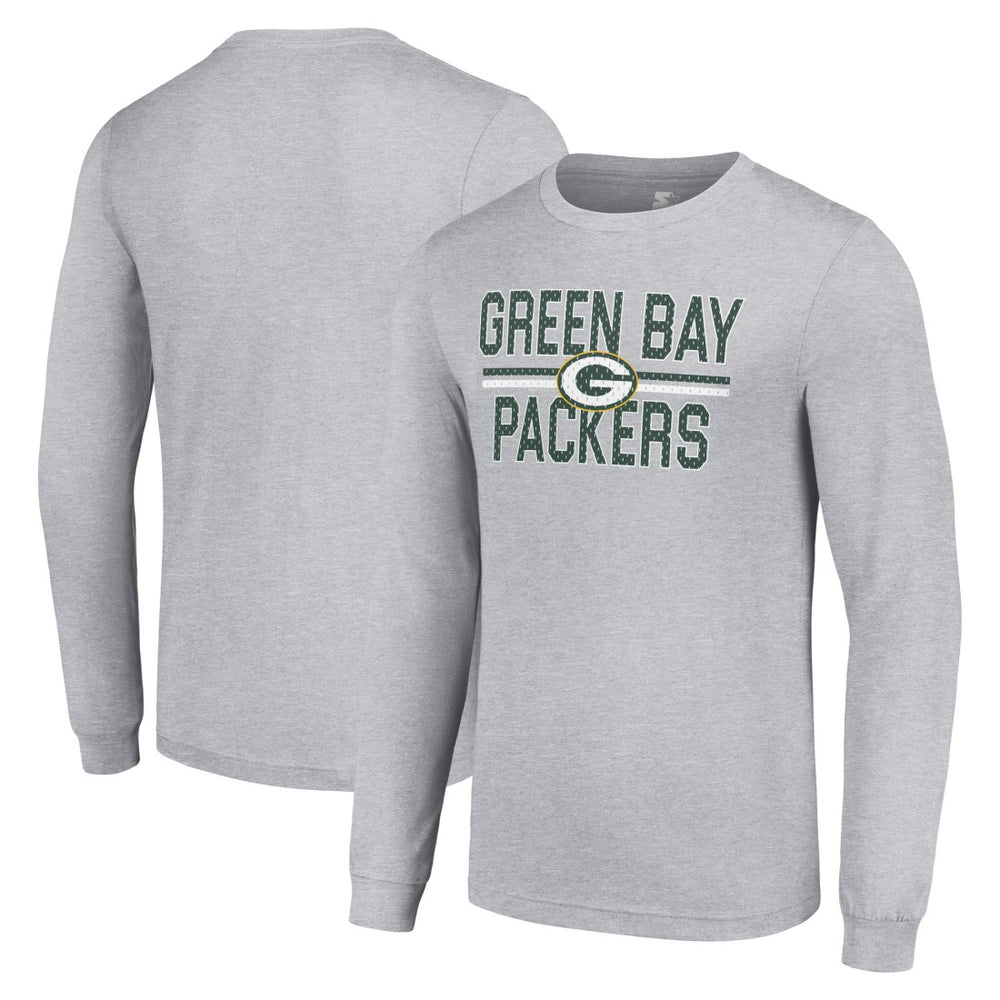 Green Bay Packers Starter Team Mesh Print Graphic Long Sleeve T-Shirt - Heather Gray sale