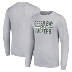 Green Bay Packers Starter Team Mesh Print Graphic Long Sleeve T-Shirt - Heather Gray sale