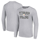 Pittsburgh Steelers Starter Team Mesh Print Graphic Long Sleeve T-Shirt - Heather Gray sale