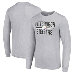 Pittsburgh Steelers Starter Team Mesh Print Graphic Long Sleeve T-Shirt - Heather Gray sale