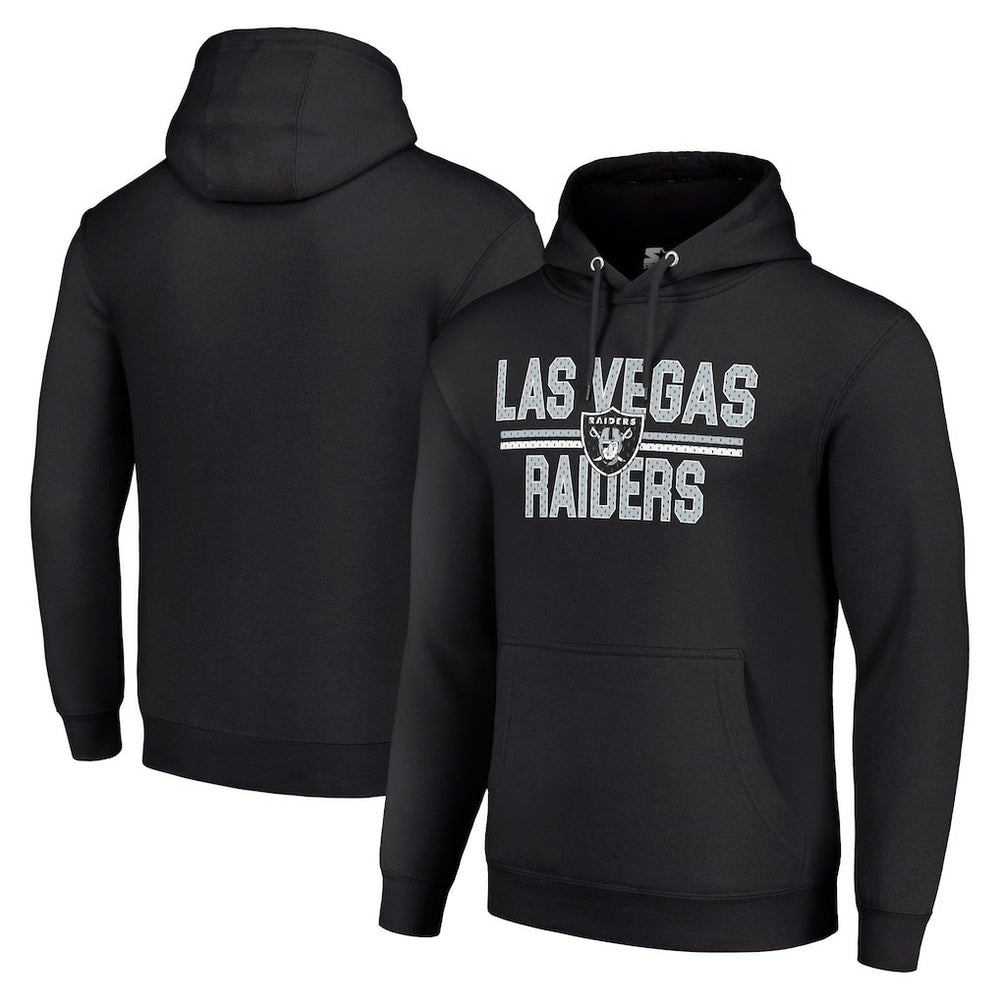 Las Vegas Raiders Starter Unisex Team Mesh Print Graphic Tri-Blend Pullover Hoodie - Black for sale