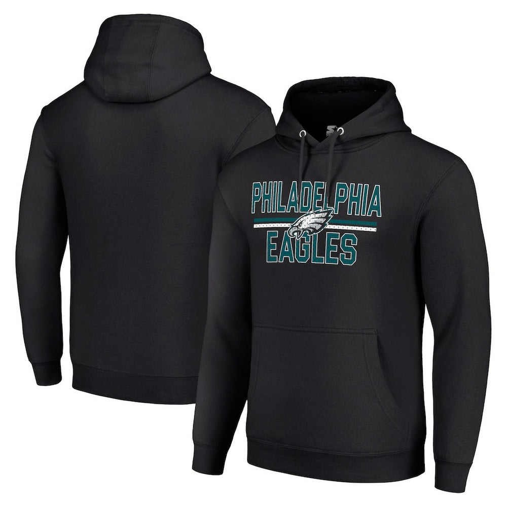 Philadelphia Eagles Starter Unisex Team Mesh Print Graphic Tri-Blend Pullover Hoodie - Black on sale