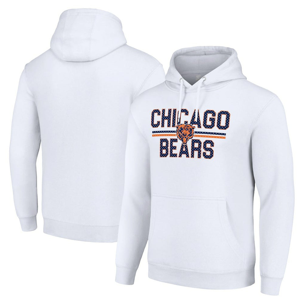Chicago Bears Starter Unisex Team Mesh Print Graphic Tri-Blend Pullover Hoodie - White cheap