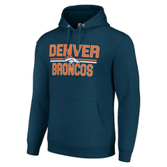 Denver Broncos Starter Unisex Team Mesh Print Graphic Tri-Blend Pullover Hoodie - Navy cheap