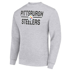 Pittsburgh Steelers Starter Team Mesh Print Graphic Pullover Sweatshirt - Heather Gray for sale