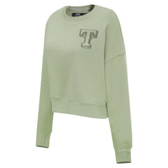 Texas Rangers Pro Standard Women's Neutral Oversized Boxy Cropped Pullover Sweatshirt - Green