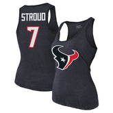 C.J. Stroud Houston Texans Majestic Threads Women's Name & Number Tri-Blend Tank Top - Navy discount