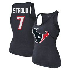 C.J. Stroud Houston Texans Majestic Threads Women's Name & Number Tri-Blend Tank Top - Navy discount