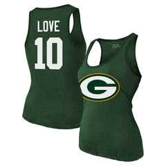 Jordan Love Green Bay Packers Majestic Threads Women's Name & Number Tri-Blend Tank Top - Green discount