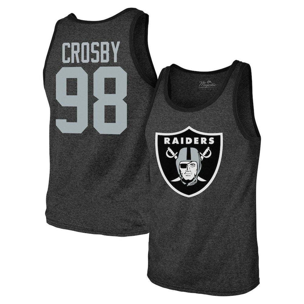 Maxx Crosby Las Vegas Raiders Majestic Threads Tri-Blend Player Name & Number Tank Top - Black online