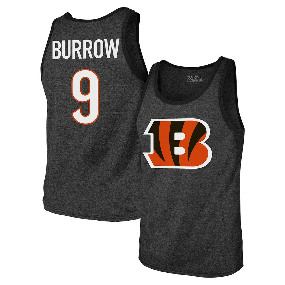 Joe Burrow Cincinnati Bengals Majestic Threads Tri-Blend Player Name & Number Tank Top - Black discount