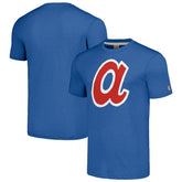Atlanta Braves Homage Cooperstown Collection Hand-Drawn Logo Tri-Blend T-Shirt - Royal