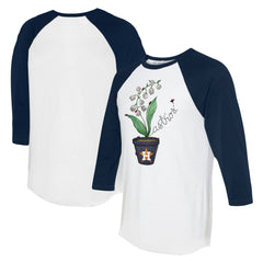Houston Astros Tiny Turnip Unisex Lilies and Ladybugs 3/4-Sleeve Raglan T-Shirt - White/Navy