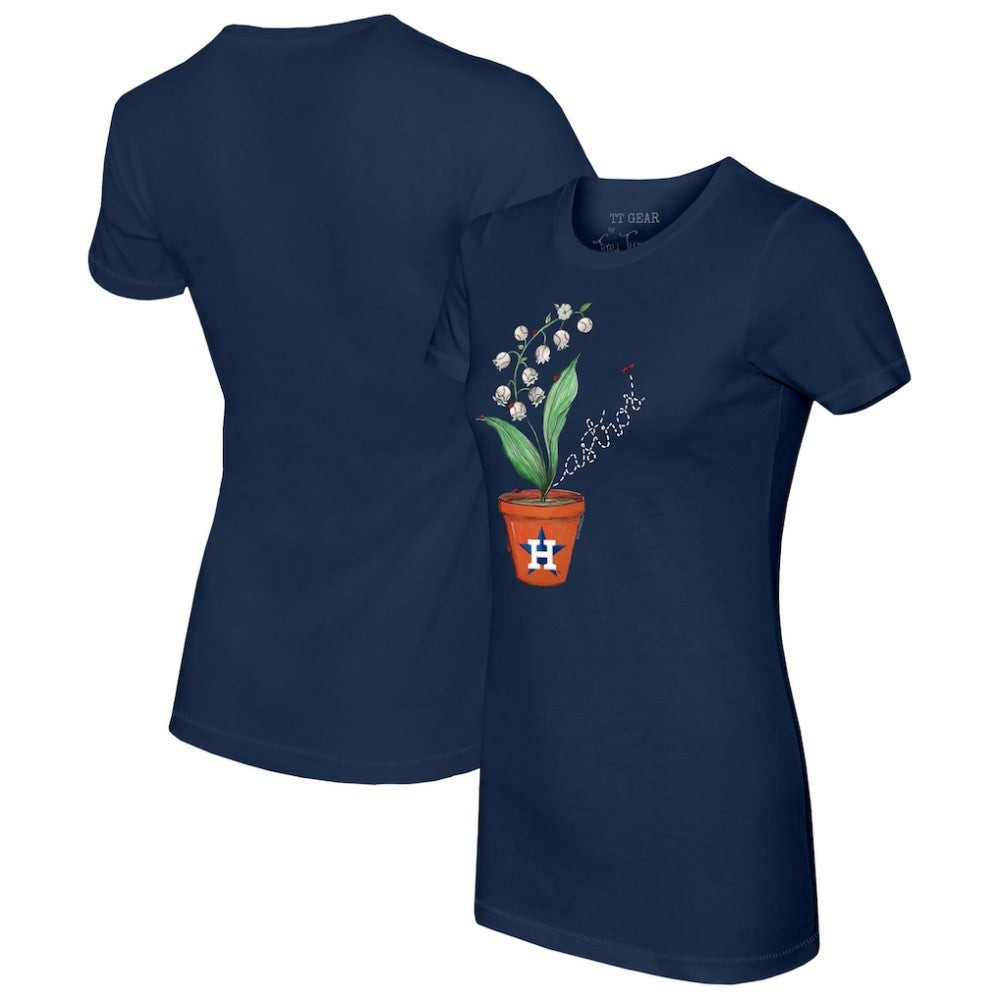 Houston Astros Tiny Turnip Women's Lilies and Ladybugs T-Shirt - Navy