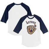 Houston Astros Tiny Turnip Youth Butterfly Glove 3/4-Sleeve Raglan T-Shirt - White/Navy