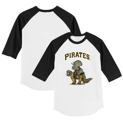 Pittsburgh Pirates Tiny Turnip Youth Triceratops 3/4-Sleeve Raglan T-Shirt - White/Black