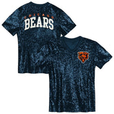 Chicago Bears Girls Youth Wordmark Sequin V-Neck Top - Navy on sale