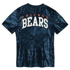 Chicago Bears Girls Youth Wordmark Sequin V-Neck Top - Navy on sale