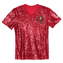 Tampa Bay Buccaneers Girls Youth Wordmark Sequin V-Neck Top - Red on sale