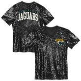 Jacksonville Jaguars Girls Youth Wordmark Sequin V-Neck Top - Black cheap
