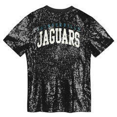 Jacksonville Jaguars Girls Youth Wordmark Sequin V-Neck Top - Black cheap