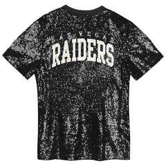 Las Vegas Raiders Girls Youth Wordmark Sequin V-Neck Top - Black cheap