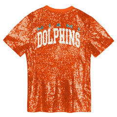 Miami Dolphins Girls Youth Wordmark Sequin V-Neck Top - Orange discount