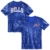 Buffalo Bills Girls Youth Wordmark Sequin V-Neck Top - Royal on sale