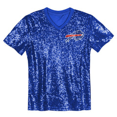 Buffalo Bills Girls Youth Wordmark Sequin V-Neck Top - Royal on sale