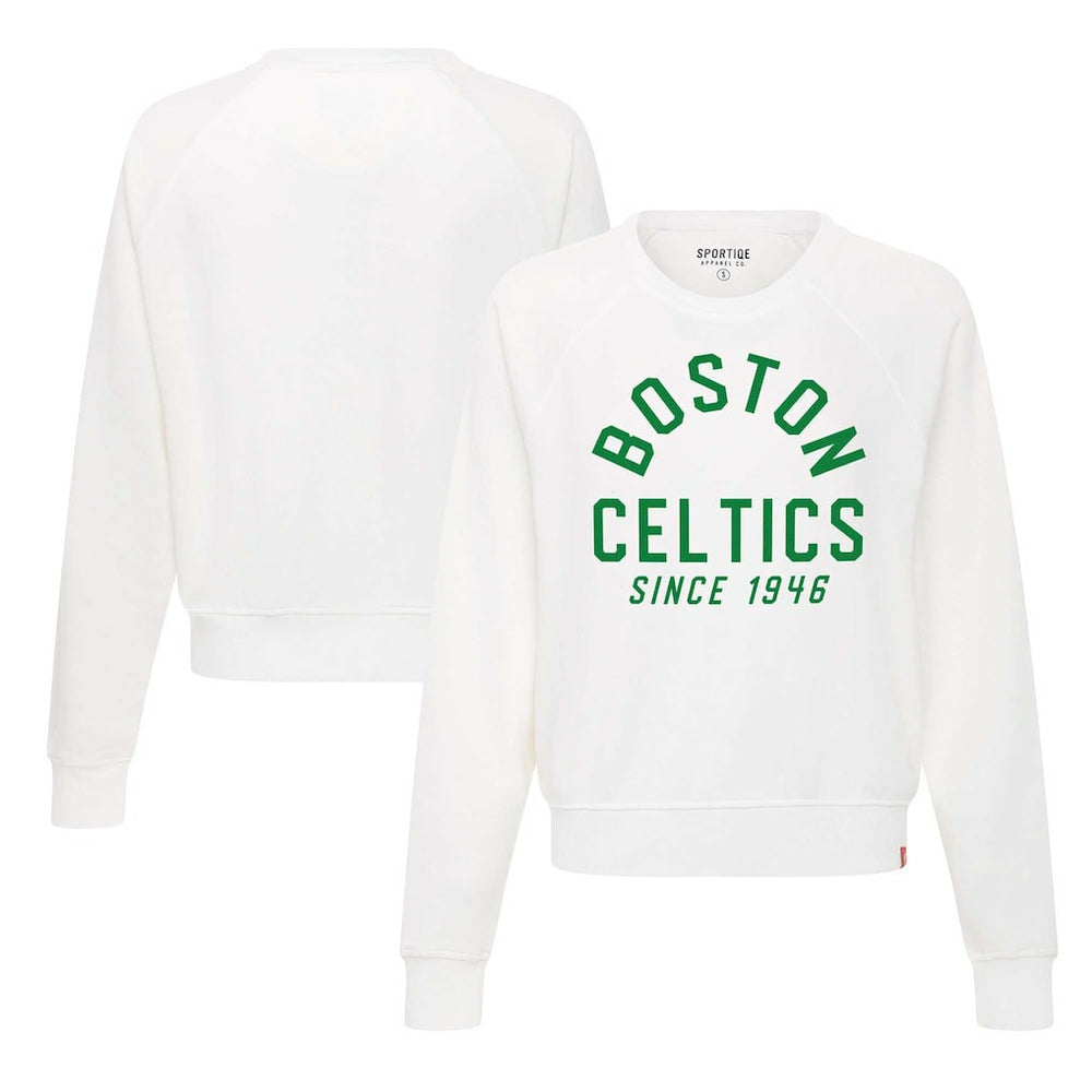Boston Celtics Sportiqe Women's Ashlyn Super Soft Raglan Pullover Sweatshirt - White outlet