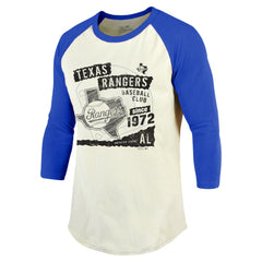 Texas Rangers Majestic Threads Raglan 3/4-Sleeve T-Shirt - Cream/Royal