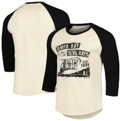 Tampa Bay Rays Majestic Threads Raglan 3/4-Sleeve T-Shirt - Cream/Black
