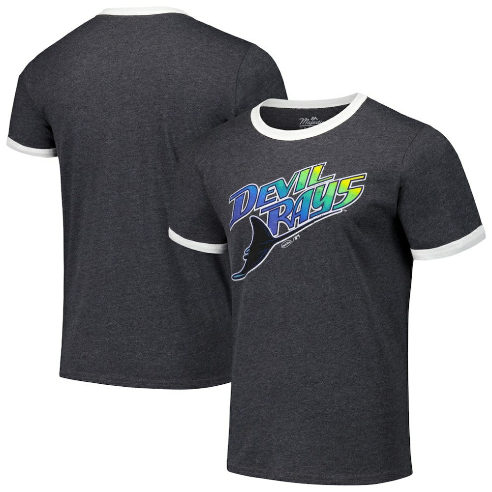 Tampa Bay Rays Majestic Threads Ringer Tri-Blend T-Shirt - Black
