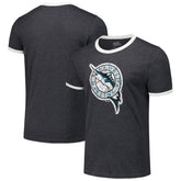 Florida Marlins Majestic Threads Ringer Tri-Blend T-Shirt - Black