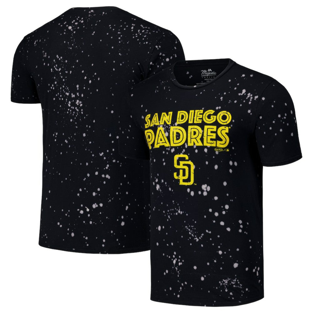 San Diego Padres Majestic Threads Splatter T-Shirt - Black/White